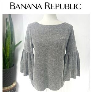 BANANA REPUBLIC Womens Medium Bell Sleeve Gray Top